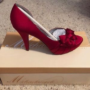 Dyed Red Satin Heels